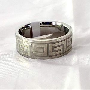 NEW!! Greek Key Ring Stainless Steel Laser Etched Size: 12 Comfort Fit